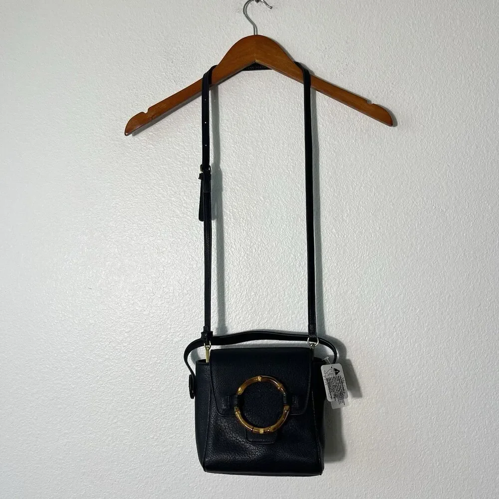 Free People Carrie Circle Crossbody Bag In Black Small NEW Boho